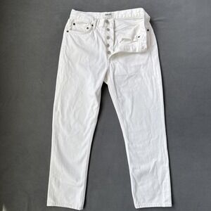 Agolde Jeans Womens 28 White Riley High Rise Straight Leg Crop Button Fly Denim